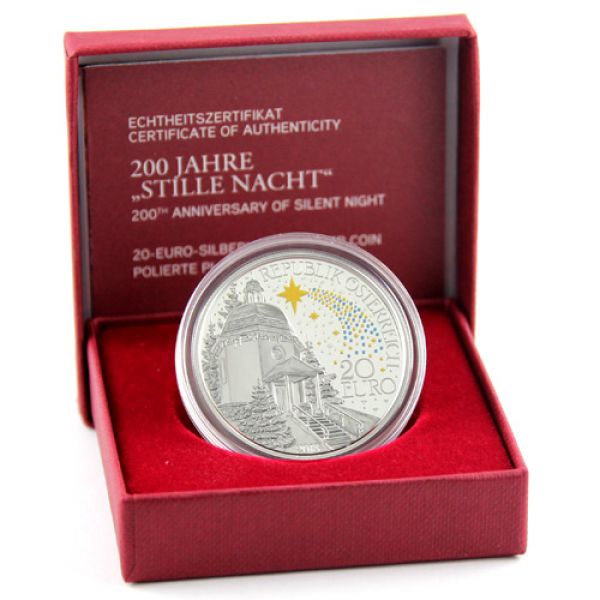 20 Euro Silbermünze Österreich 2018 "Stille Nacht" PP