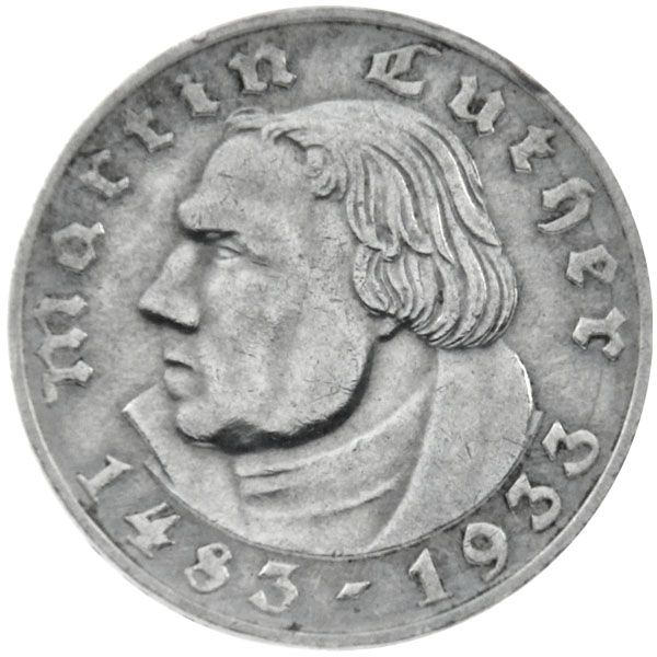 2 Reichsmark Silbermünze - Martin Luther J.352