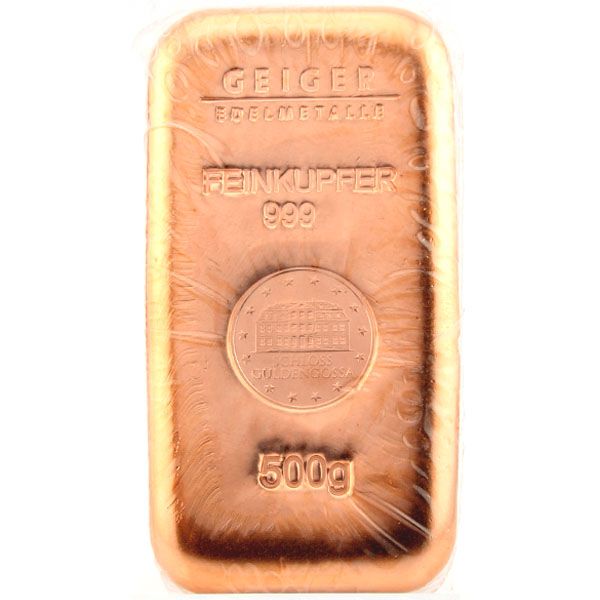 500g Kupferbarren - gegossen