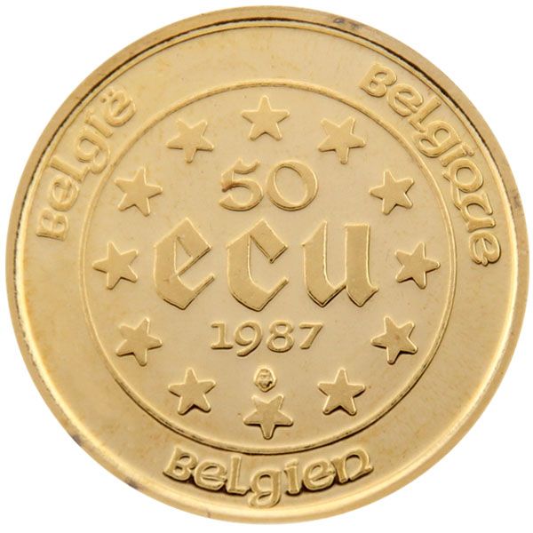 1/2 Oz Gold - Belgien - 50 Ecu 1987