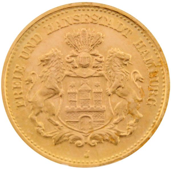 5 Mark Kaiserreich - Gold - Hamburg (J. 208)