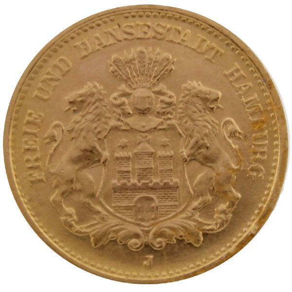 5 Mark Kaiserreich - Gold - Hamburg (J. 208)