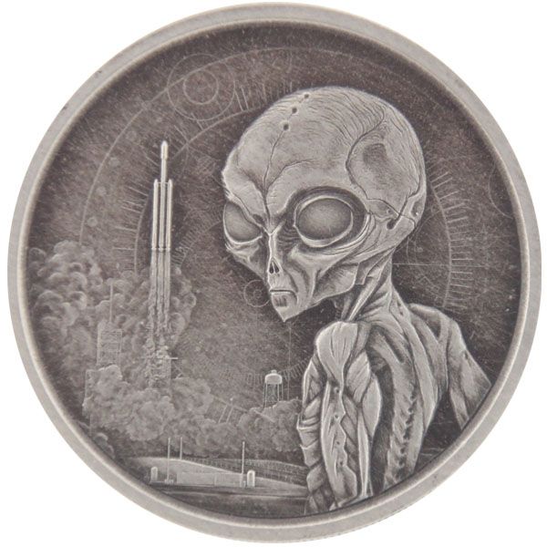 1 Oz Silber - Ghana - Alien 2021 - Antique finish
