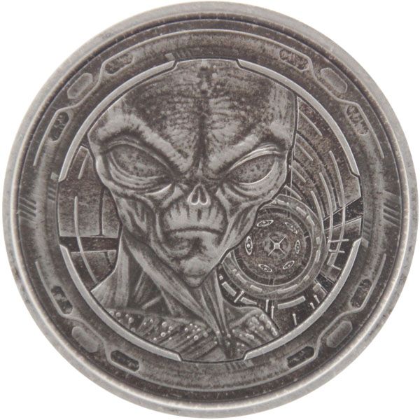 1 Oz Silber - Ghana - Alien 2022 - Antique finish