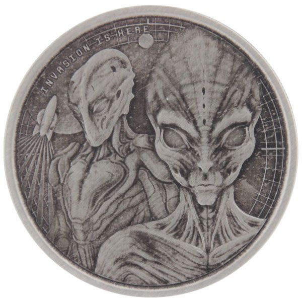1 Oz Silber - Ghana - Alien 2023 - Antique finish