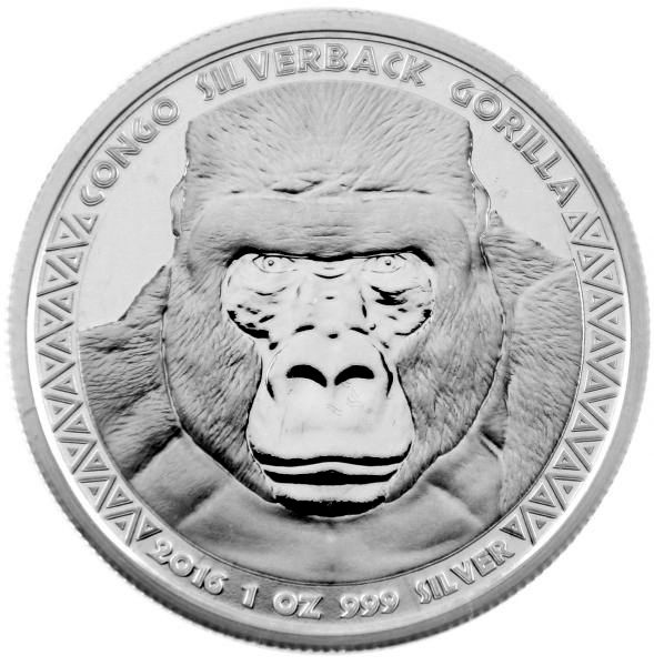 1 Oz Silber - Kongo - Gorilla 2016