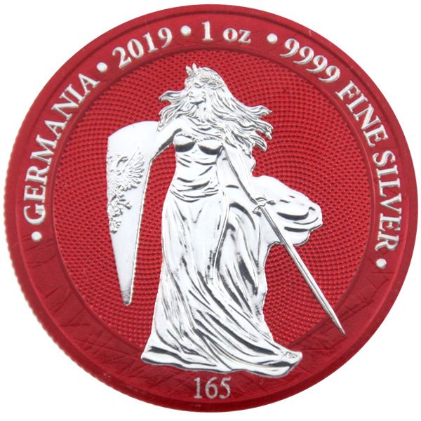 1 Oz Silber - 5 Mark Germania 2019 - World Money Fair Edition - Space Red