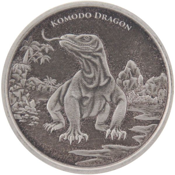 1 Oz Silber - Tokelau - Komodo Dragon / Waran 2022 - Antique finish