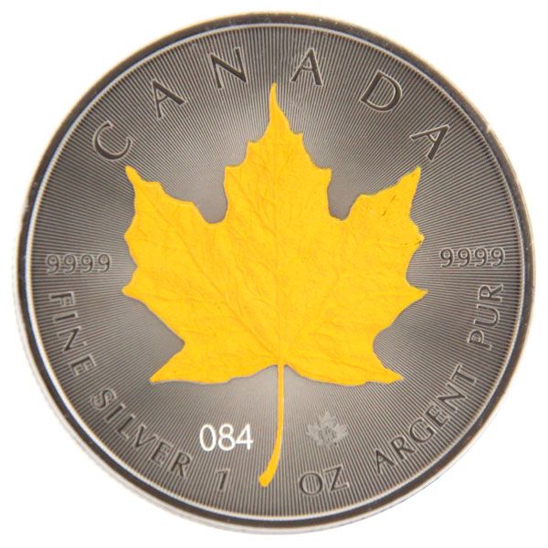 1 Oz Silber - Kanada - Maple Leaf - 2021 - teilvergoldet - Ruthenium-Beschichtung