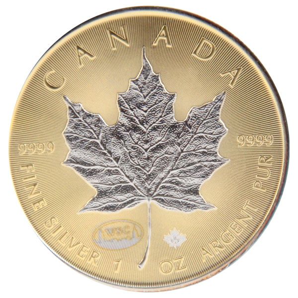 1 Oz Silber - Kanada - Maple Leaf - 2021 - teilvergoldet