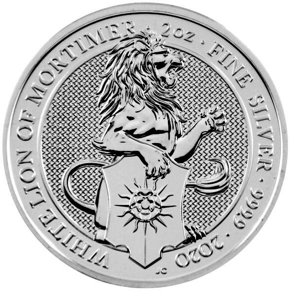2 Oz Silber - Großbritannien - Queens Beasts: White Lion of Mortimer 2020