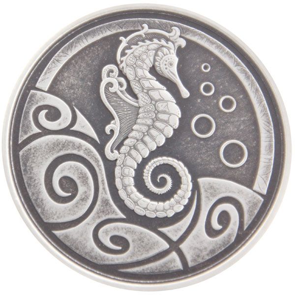 1 Oz Silber - Samoa - Seepferdchen 2019 Antik Finish
