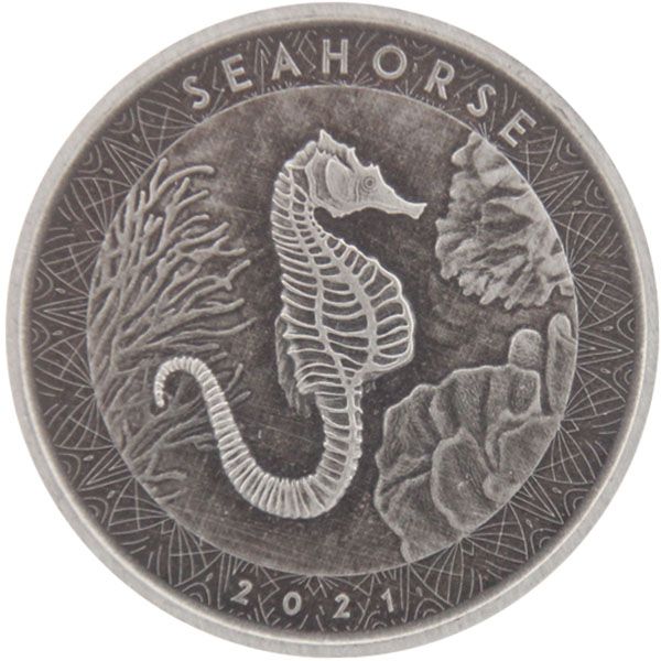 1 Oz Silber - Samoa - Seepferdchen 2021 Antique finish