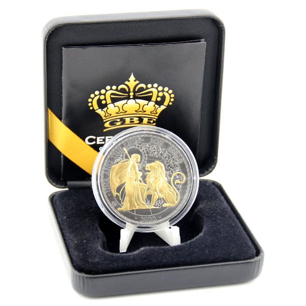 Preview: 1 Oz Silber - St. Helena - Una and the Lion 2022 Black Ruthenium teilvergoldet