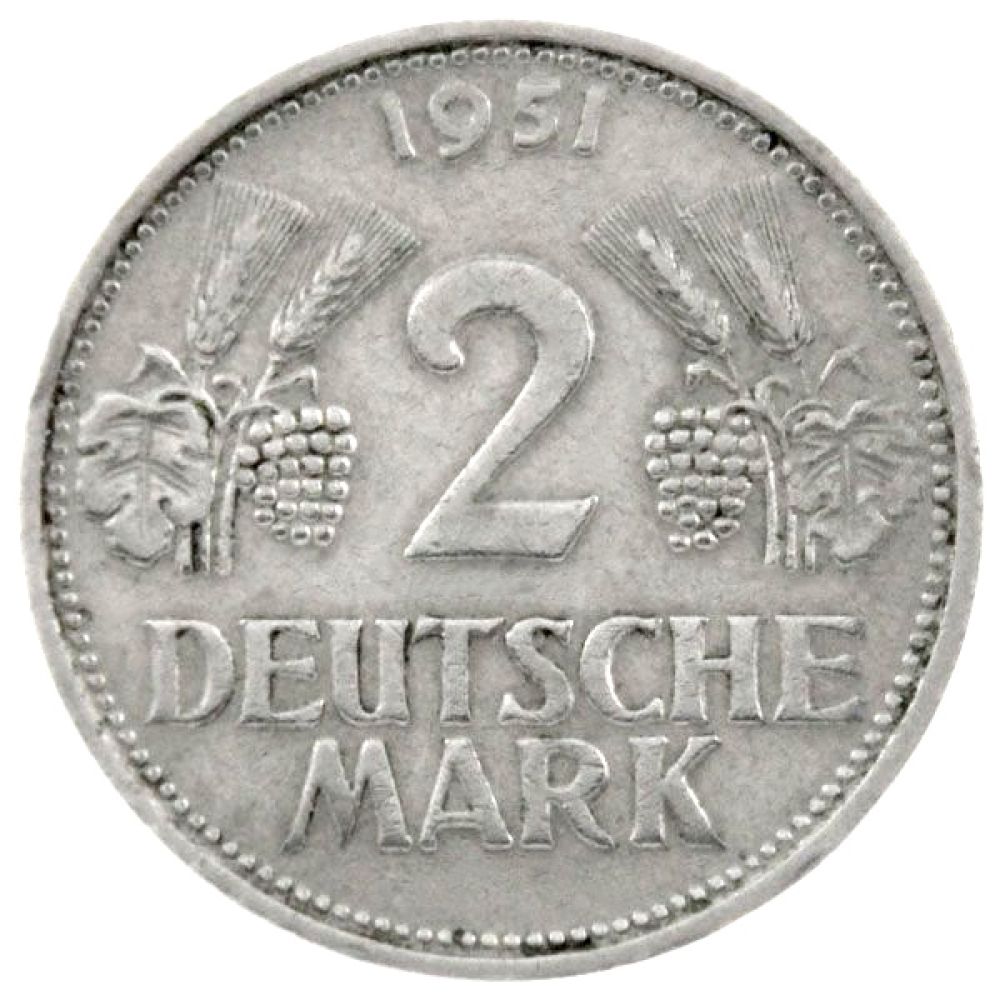 2 DM "Ähren & Trauben" 1951 - Präg. J - J.386