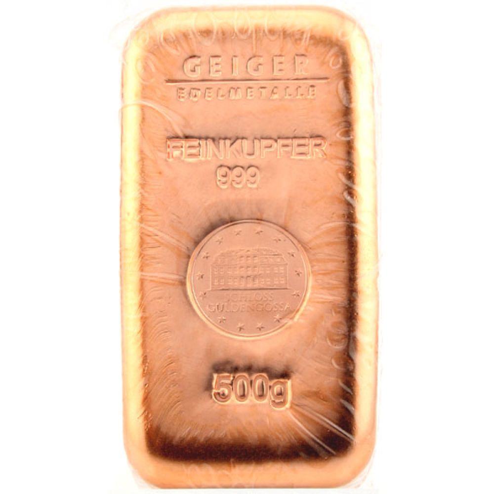500g Kupferbarren - gegossen