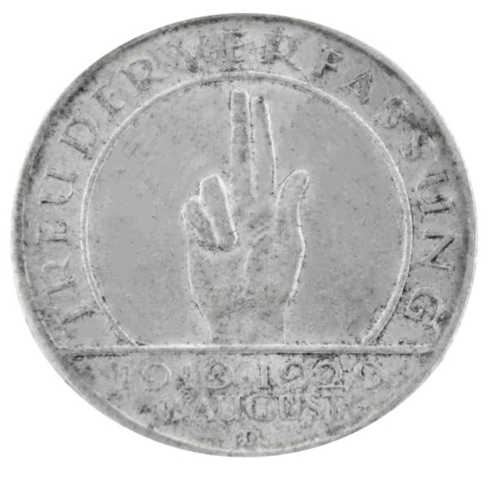 3 Mark Weimarer Reichsverfassung Schwurhand 1929 A - J.340