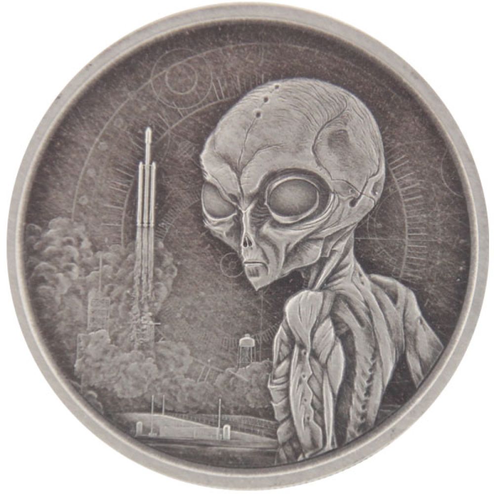 1 Oz Silber - Ghana - Alien 2021 - Antik finish