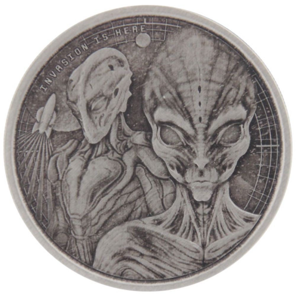 1 Oz Silber - Ghana - Alien 2023 - Antik finish