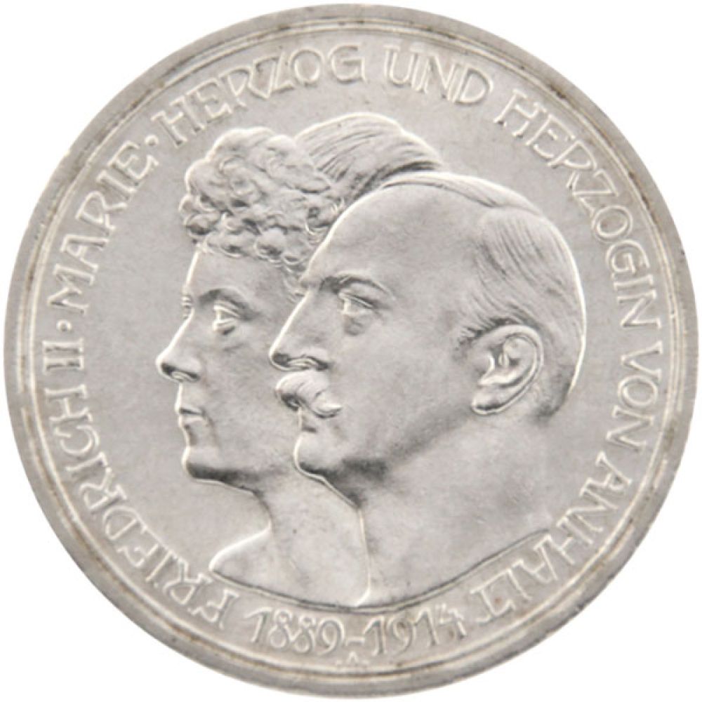3 Mark Kaiserreich (Anhalt) - Silberhochzeit Friedrich II. & Marie von Baden 1914 - J.24