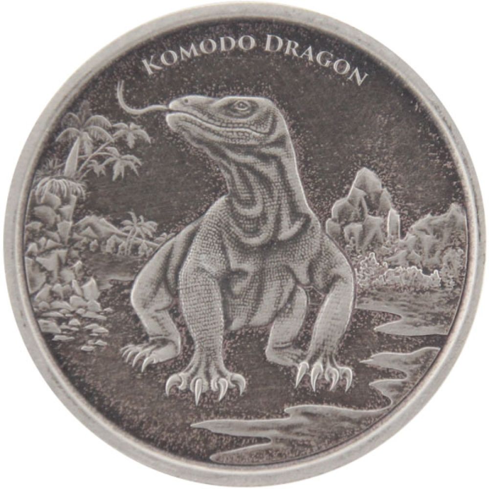 1 Oz Silber - Tokelau - Komodo Dragon / Waran 2022 - Antik finish
