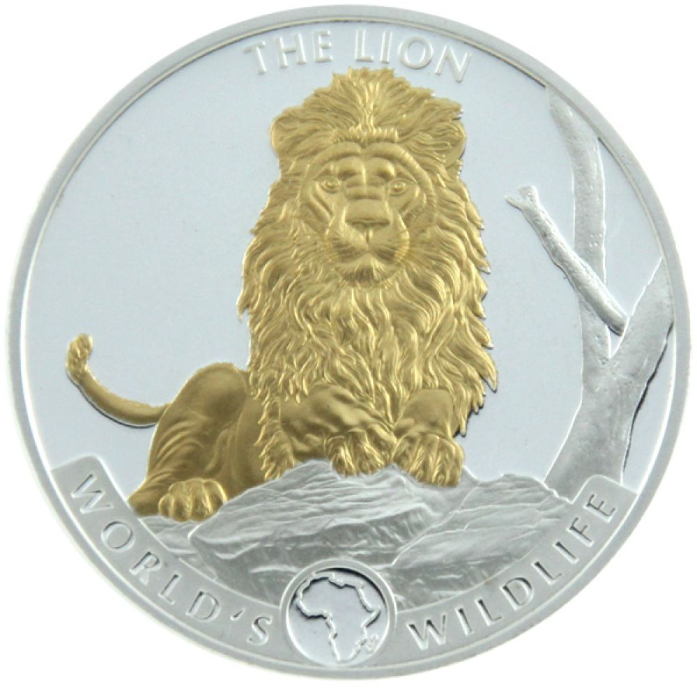1 Oz Silber - Kongo - Worlds Wildlife: Löwe 2025 - teilvergoldet