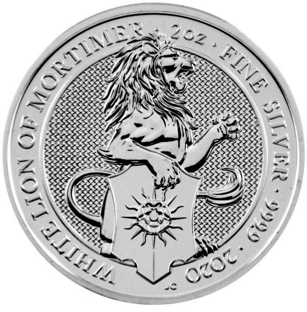 2 Oz Silber - Großbritannien - Queens Beasts: White Lion of Mortimer 2020