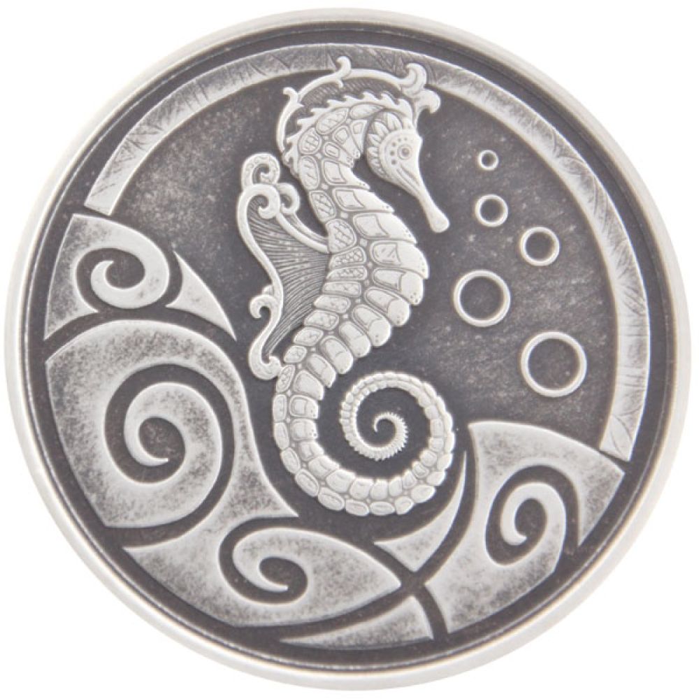 1 Oz Silber - Samoa - Seepferdchen 2019 Antik Finish