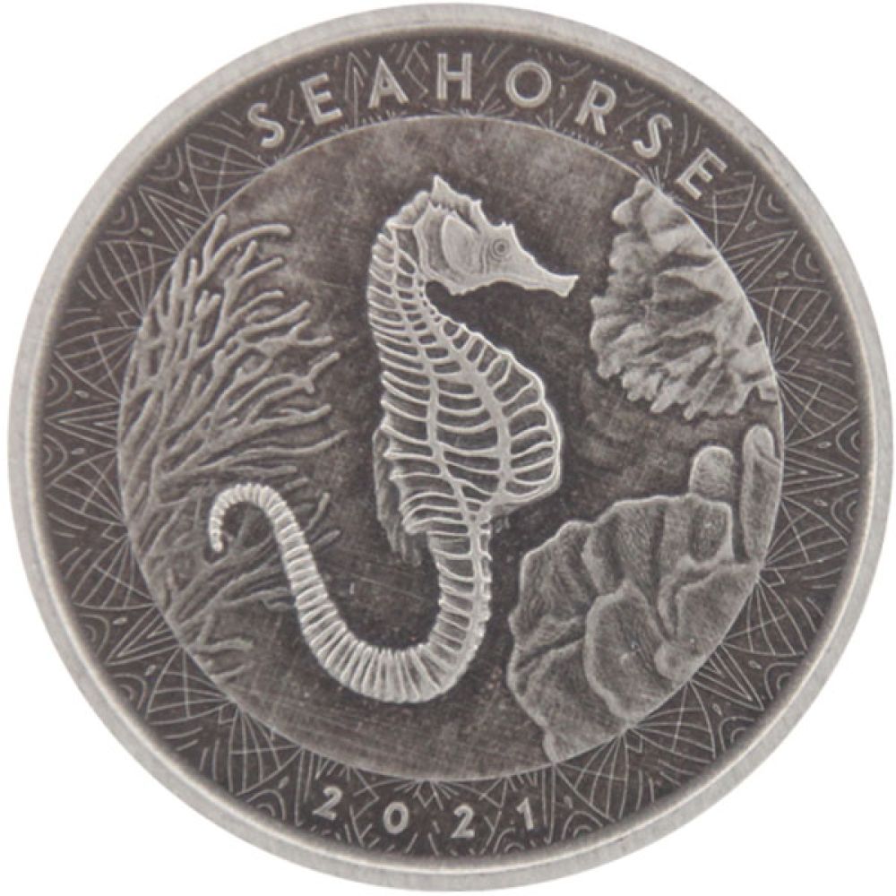 1 Oz Silber - Samoa - Seepferdchen 2021 Antik finish